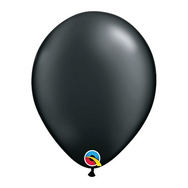 Balão de Festa Látex Liso Pearl (Perolado) - Onyx Black (Preto Ônix) - Qualatex - Rizzo