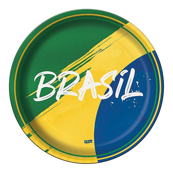 Prato Redondo Brasil Copa 2022 - 8 unidades - Festcolor - Rizzo  Embalagens