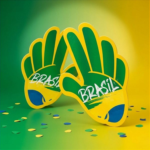 Enfeite Decorativo - Mão de Torcida do Brasil Copa do Mundo - 6 unidades - Festcolor