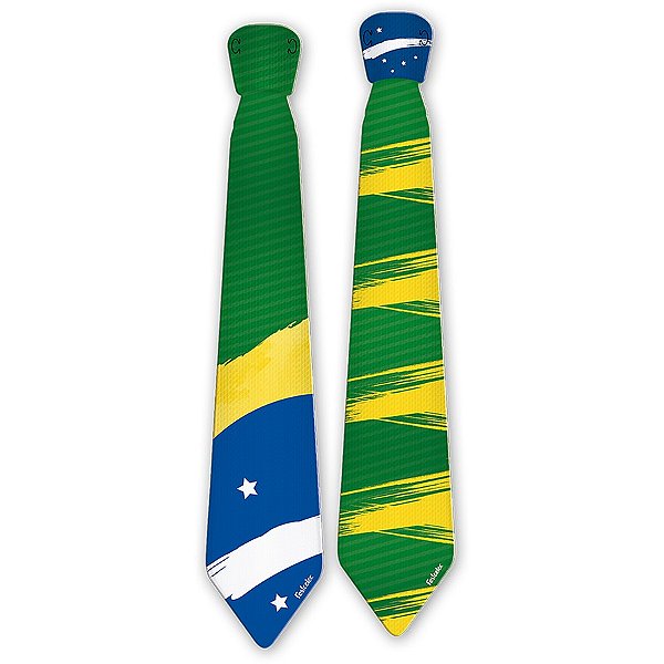 Gravata de Papel Brasil Copa 2022 - 8 unidades - Festcolor - Rizzo Embalagens