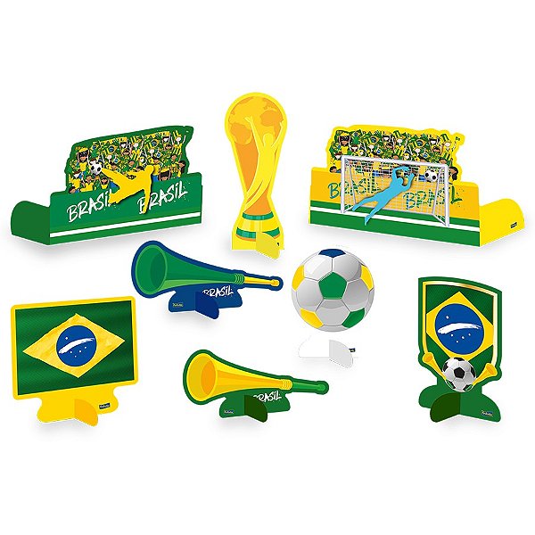 Decoração de Mesa Brasil Copa 2022 - 8 unidades - Festcolor - Rizzo Embalagens