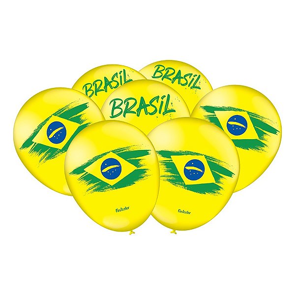 Balão 9'' Especial Brasil Copa do Mundo 2022 - 25 unidades - Festcolor - Rizzo  Embalagens