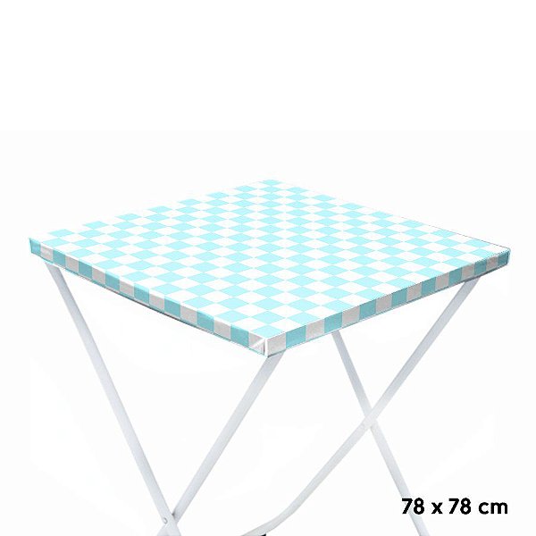 Toalha Plástica Cobre Manchas Perolizada - 78 x 78 cm - Xadrez Azul Claro - 10 unidades - CampFestas - Rizzo