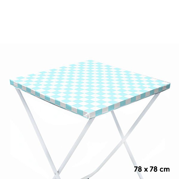 Toalha Plástica Cobre Manchas Perolizada - 78 x 78 cm - Xadrez Azul Claro - 10 unidades - CampFestas - Rizzo