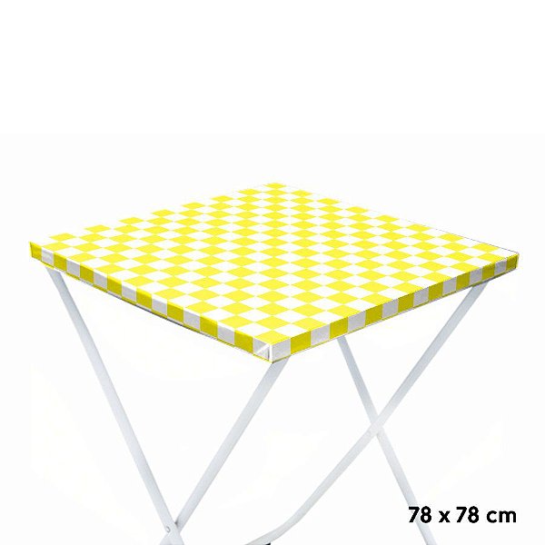 Toalha Plástica Cobre Manchas Perolizada - 78 x 78 cm - Xadrez Amarelo - 10 unidades - CampFestas - Rizzo Embalagens