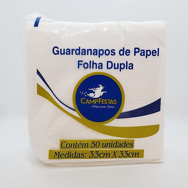 Guardanapo de Folha Dupla - Branco - 50 unidades - CampFestas - Rizzo Embalagens