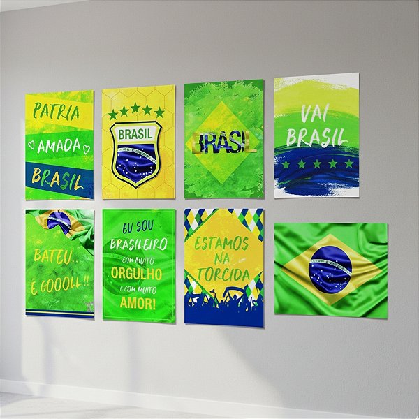 Cartaz Decorativo - Vai Brasil Sortido - 32cm x 42cm - 8 unidades - Cromus - Rizzo