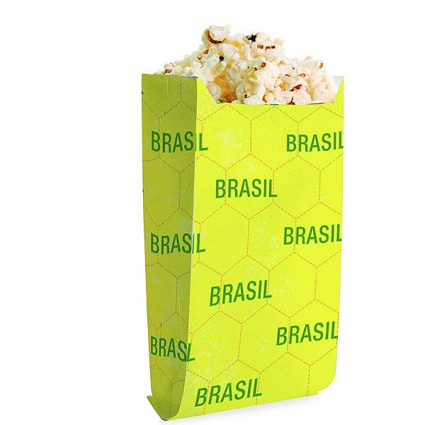 Saquinho De Pipoca - Vai Brasil G - 8cm x 14cm - 50 unidades - Cromus - Rizzo