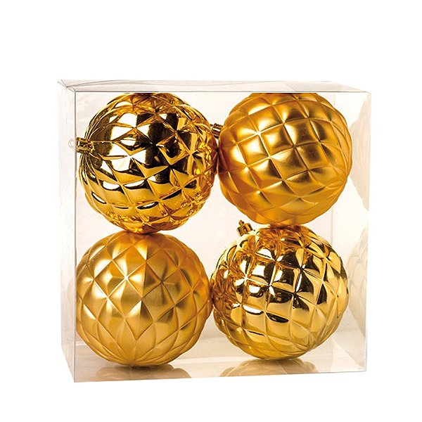 Bolas de Natal Losango de Ouro - Cromus Natal - 4 unidades - Rizzo Embalagens