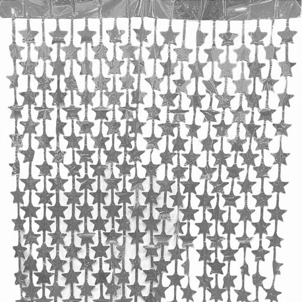 Cortinha de Estrelinhas em Papel Laminado - 100 x 200 cm - Prata - 1 unidade - Art Lille - Rizzo