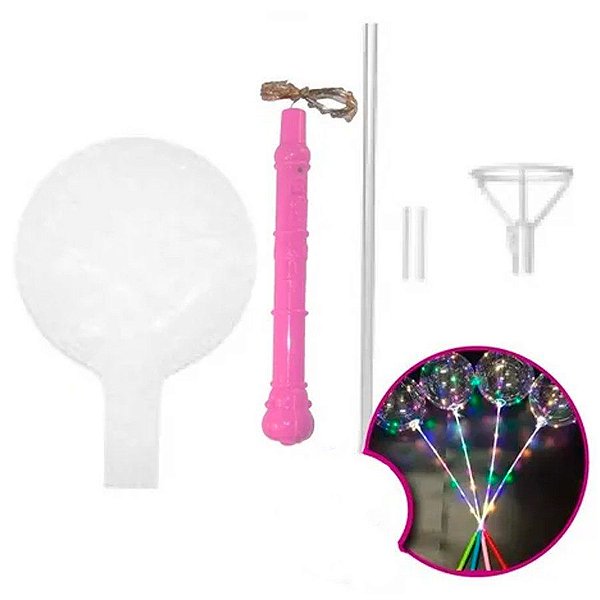 Kit Bubble Rosa com Led Colorido - 1 unidade - PartiuFesta - Rizzo