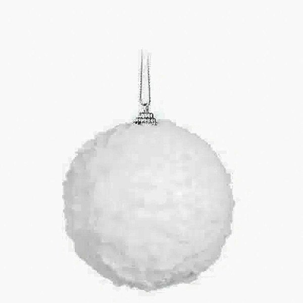 Bola de Árvore de Natal Nevada Branca - 8 cm - “Nevada Branca” - Cromus Natal - 6 unidades - Rizzo Embalagens