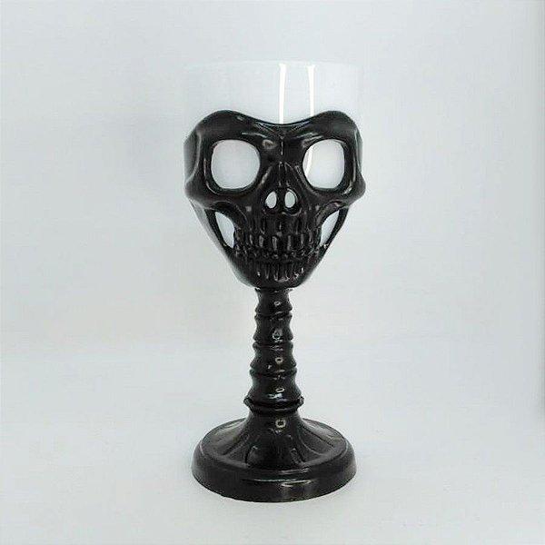 Taça Halloween - Branca com Preto - Caveira - 250ml - 1 unidade - Rizzo