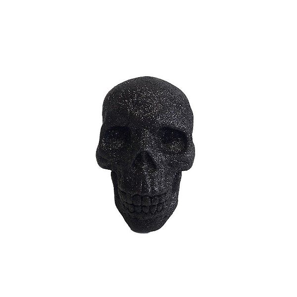 Enfeite Halloween - Caveira com Glitter- Preta - 1 unidade - Rizzo