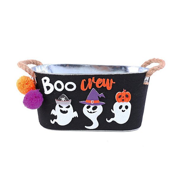 Cesta de Metal Fantasminhas - Preto - 14,5x31x15cm - 1 unidade - Cromus - Rizzo