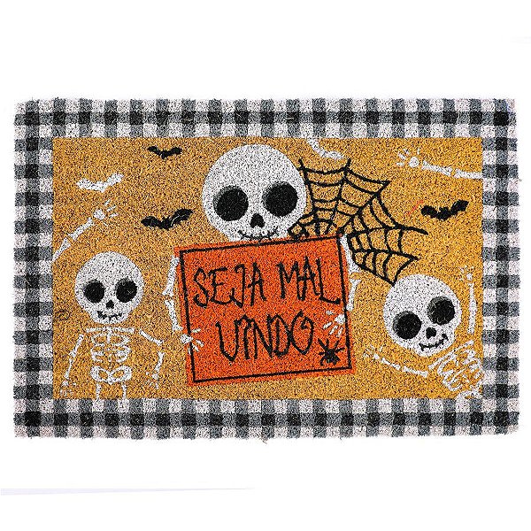 Capacho de Porta - Caveirinhas Halloween - 40 cm x 60 cm - 1 unidade - Cromus - Rizzo