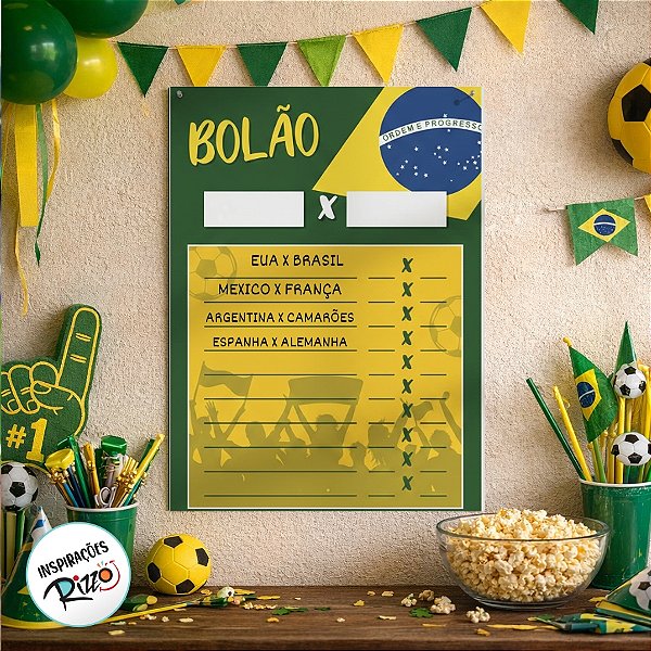 Cartaz Decorativo Bolão - Brasil Copa do Mundo - 2 unidades - Cromus