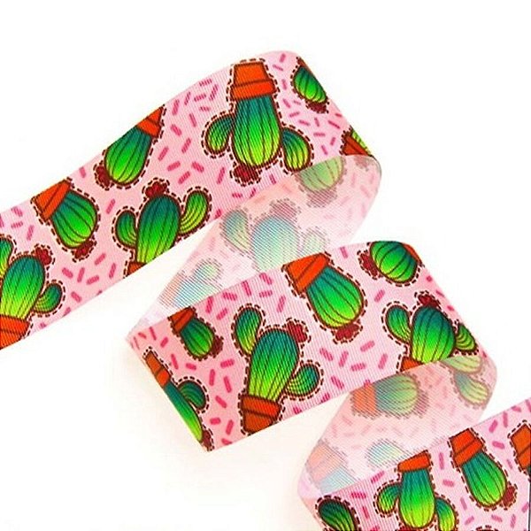 Fita de Cetim EGP009TR Cor 012 - "Cactos" - 1 unidade - Progresso - Rizzo Embalagens