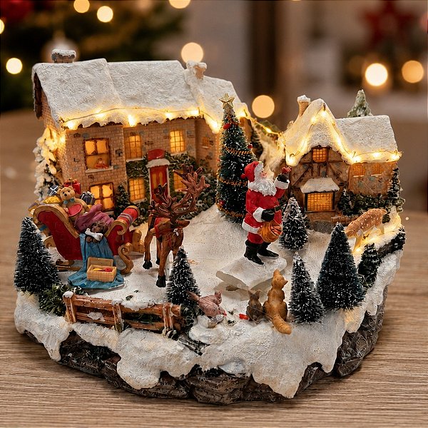 Cénario Decorativo de Natal Interativo - Papai Noel na Vila - 1 unidade - Cromus - Rizzo