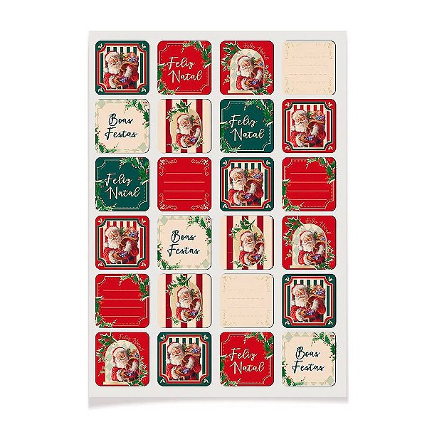 Adesivo Cartela - Noel Carmin - Colorido - 28 x 19 cm - Cromus Natal - 1 unidade - Rizzo