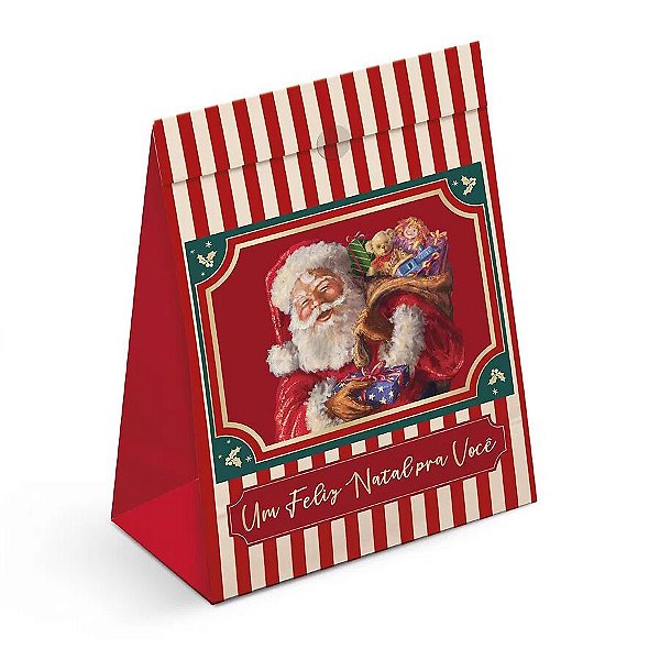 Saco Para Presente - Um Feliz Natal Pra Você - Noel Carmin - 41 x 32,5 x 13 cm - Cromus Natal - 10 unidades - Rizzo