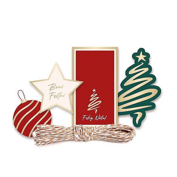 Kit Fechamento Para Presentes - Louvre -  11 x 6,5 cm - Cromus Natal - 20 unidades - Rizzo