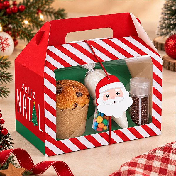 Maleta Para Kit Confeiteiro - Feliz Natal - 18 x 18,5 x 10 cm - Cromus Natal - 1 unidade - Rizzo
