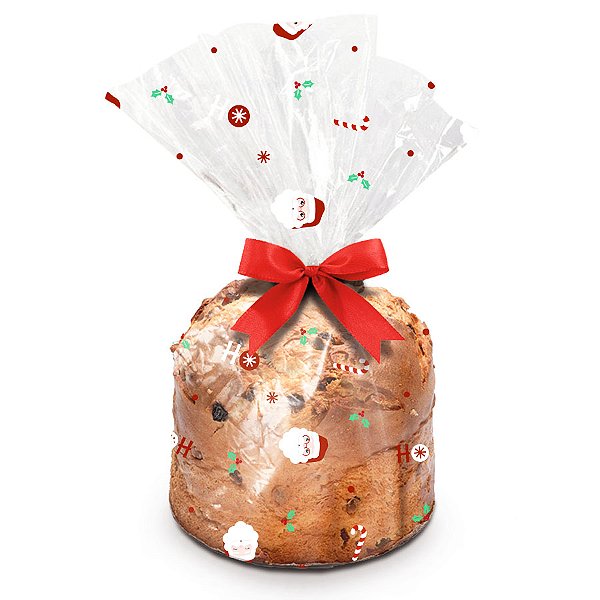 Saco Transparente para Panetone - Noel Chegou - Cromus Natal - 100 unidades - Rizzo