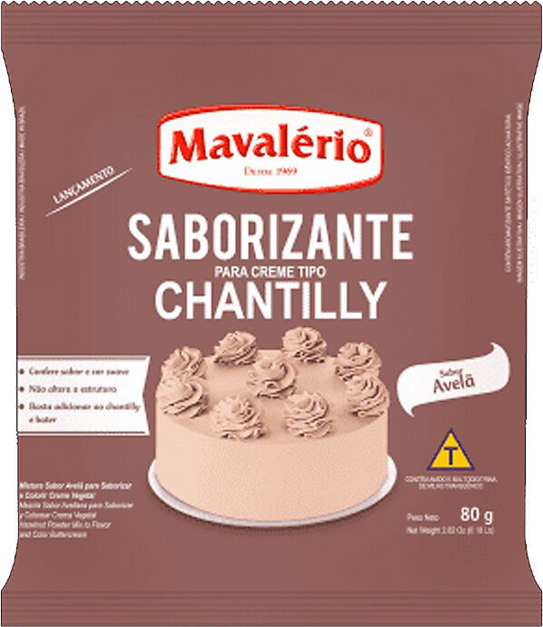 Saborizante em Pó para Chantilly sabor Avelã - 80g - 1 unidade - Mavalério - Rizzo