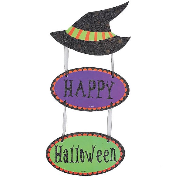 Placa Decorativa - Chápeu de Bruxa Halloween - 51,5 x 19,5 x 1 cm - 1 unidade - Cromus - Rizzo