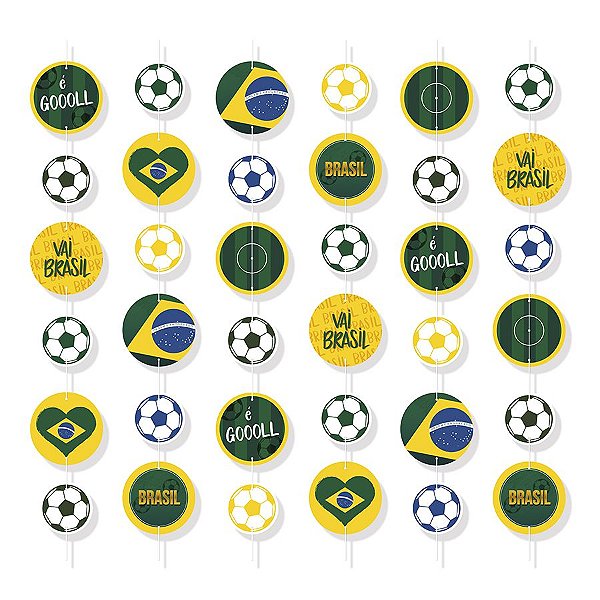 Cortina Decorativa - Copa 2022 Colorida - Brasil Copa 2022 - 1 unidade - Cromus - Rizzo Embalagens