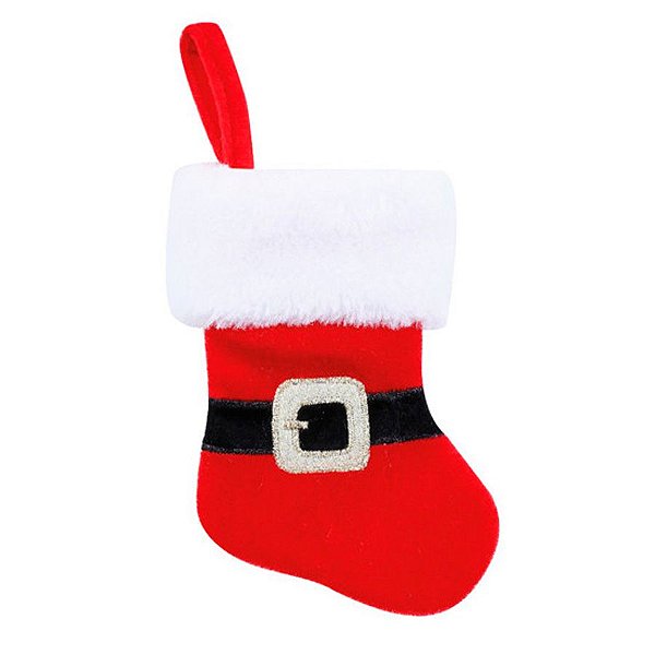 Meia Natalina Decorativa - Cinta Papai Noel - 14,5 cm - Cromus Natal - 1  unidade - Rizzo Embalagens - Rizzo Embalagens