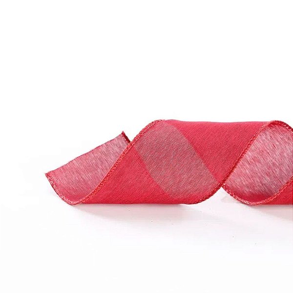 Fita Decorativa de Cetim Vermelho - 6,3 cm x 91,4 m - 1 unidade - Cromus - Rizzo Embalagens