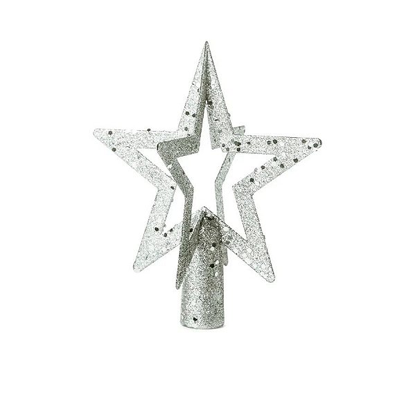 Topo Arvore de Natal Estrela Vazada Prata - Cromus Natal - 1 unidade - Rizzo Embalagens