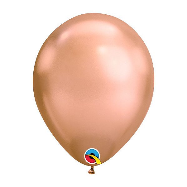 Balão de Festa Látex Liso Chrome - Rose Gold (Ouro Rosé) - Qualatex - Rizzo