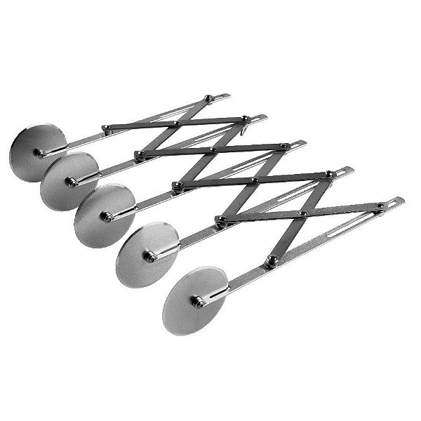 Cortador de Massa Carretilha Expansível - 05 Lâminas Retas - 24,5 x 5,2 cm - Cromus Linha Profissional Allonsy - 1 unida