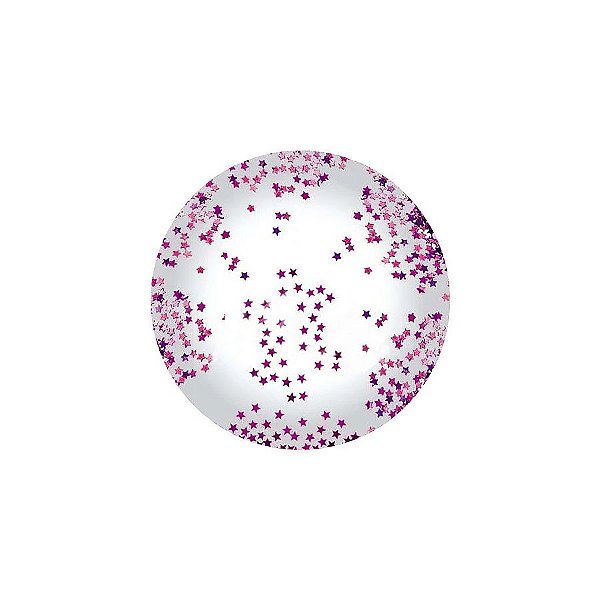 Balão Bubble Transparente com Confete Estrela Pink - 11" 26cm - 1 unidade - Partiufesta  - Rizzo