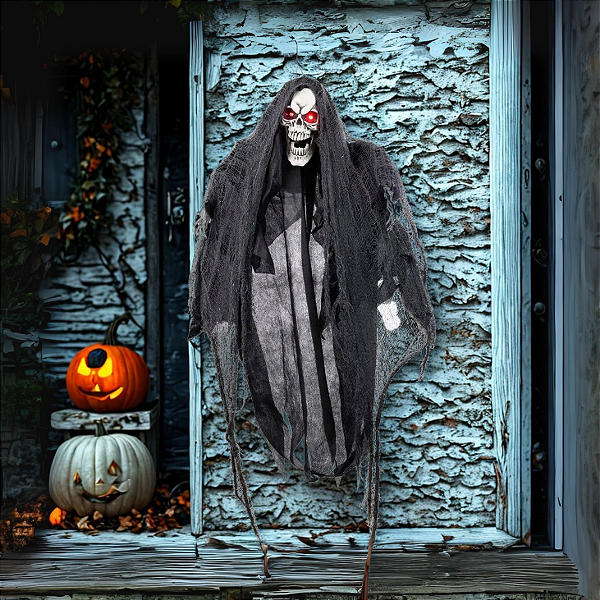 Enfeite Decorativo de Halloween Com Luz e Som - Caveira Gaspar - 79,5x20x20cm - Halloween  1 unidade - Cromus - Rizzo