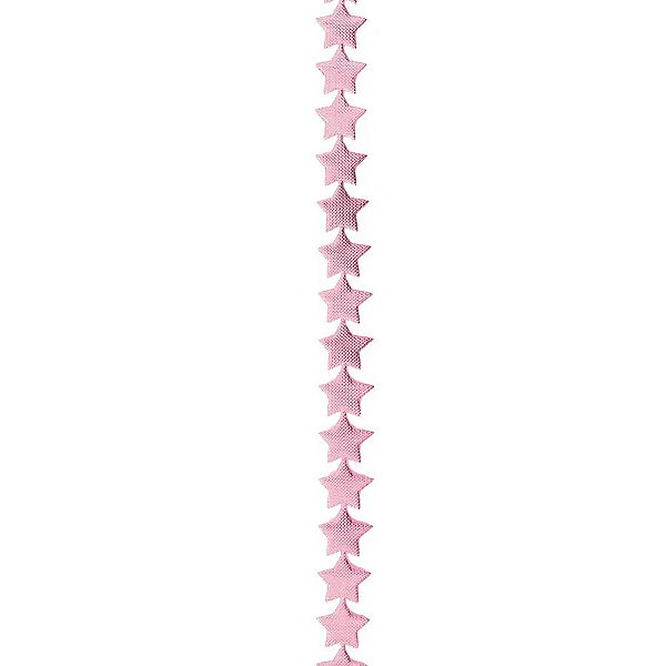 Fio Decorativo Estrela  Rosa - 1,2 cm x 5 m - 1 unidade - Cromus - Rizzo Embalagens