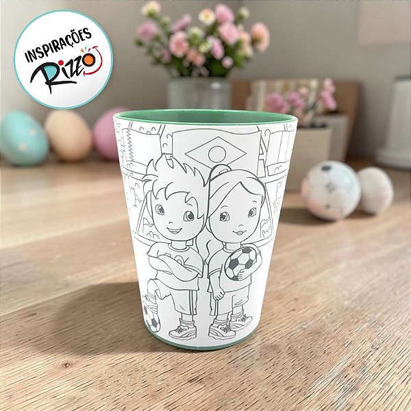 Copo para Colorir Color Cup Campeonato - Verde - 10cm - 1 unidade - Rizzo