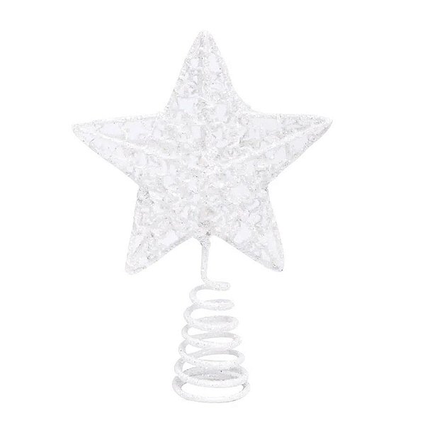 Topo de Árvore de Natal Estrela Mini Cor Branco - 1 unidade - Cromus - Rizzo Embalagens
