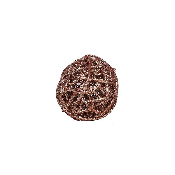 Enfeite Bola de Rattan Rose Gold 6cm  - 1 unidade - Cromus - Rizzo Embalagens