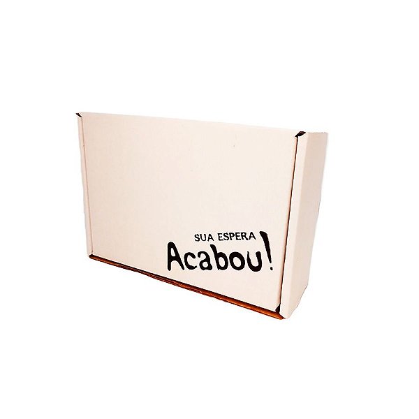 Caixa de Papelão Branco Montável - "Sua espera acabou" - 26 cm x 17 cm x 9 cm - 1 unidade - Rizzo
