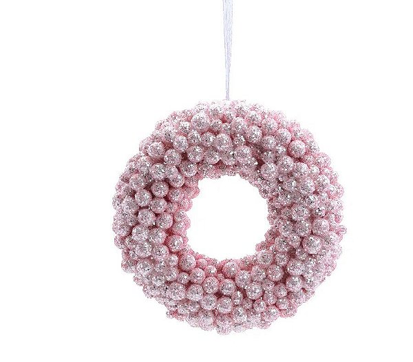 Enfeite p/ Pendurar Redondo Flocado - Rosa - 20 cm - 1 unidade - Cromus - Rizzo