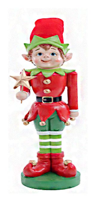Decoração de Elfo com Estrela Vermelho e Verde - 37,5 Centímetros - Cromus Natal - 1 unidade - Rizzo