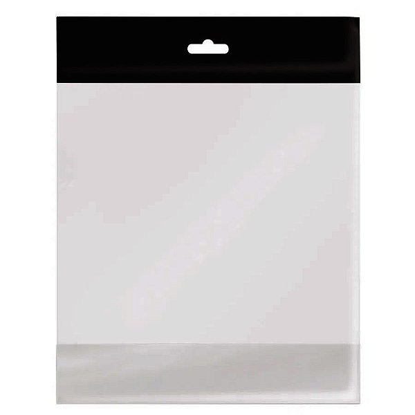 Saco Adesivado com furo Preto - 8x25 cm  - 100 unidades - Cromus - Rizzo