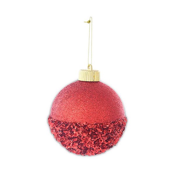 Bolas de Natal - Glitter Vermelho  - 8 cm - 6 unidades - Cromus - Rizzo Embalagens