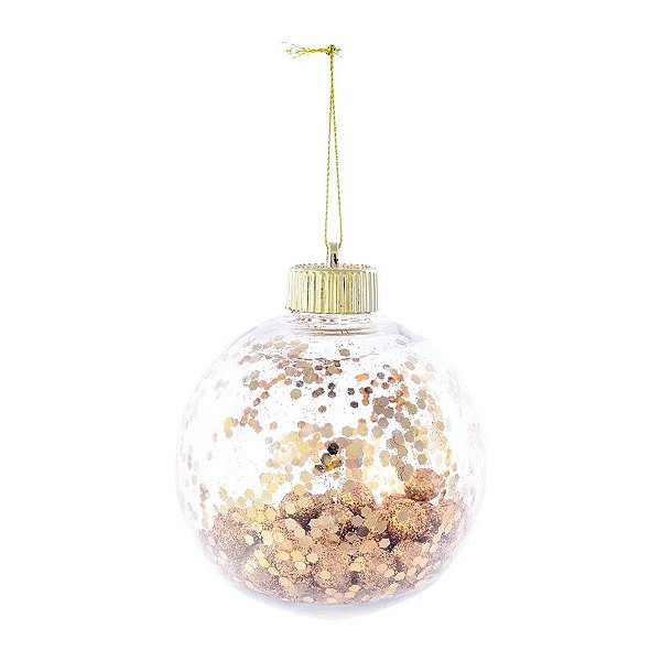Bolas de Natal Transparente - Bolas de Ouro - 8 cm - 6 unidades - Cromus - Rizzo Embalagens