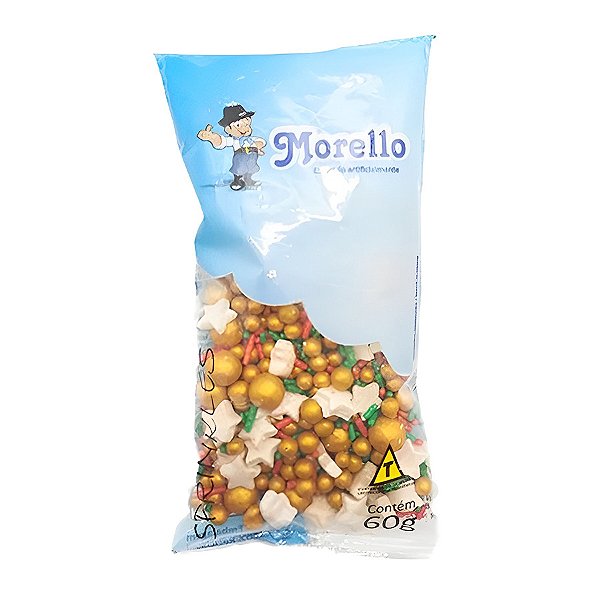 Confeitos Sprinkles de Natal - Mix Gold - 1 unidade - Morello - Rizzo