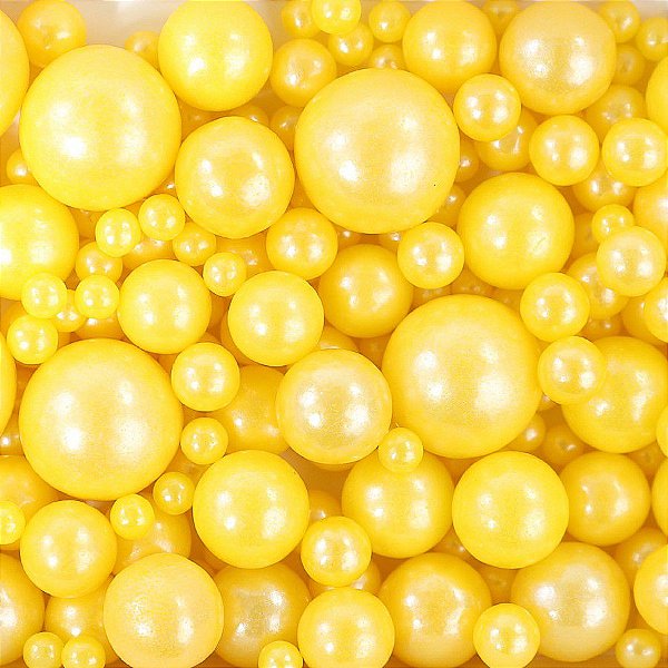 Confeito Perolizado Sugar Beads Amarelo Sortidos - 1 unidade - Cromus Linha Profissional Allonsy - Rizzo